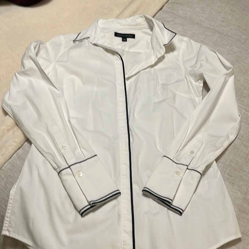 Black trim Riley button down - Picture 2 of 4